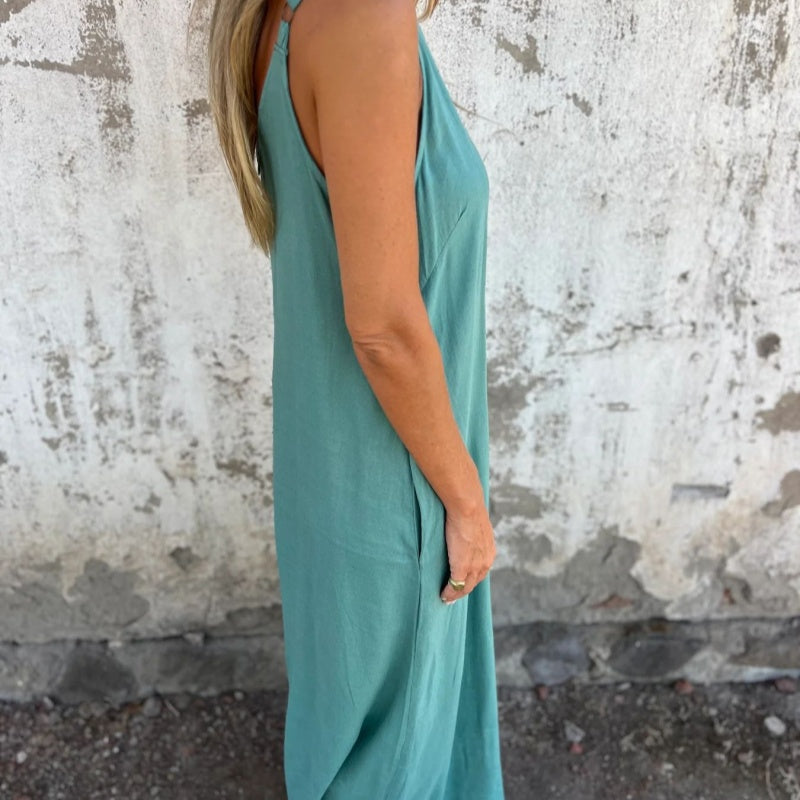 Jamy | Weites Bein V-Ausschnitt Jumpsuit mit Taschen