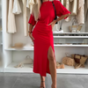 Sidy | Modernes gerafftes Kleid mit Schlitz