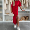Sidy | Modernes gerafftes Kleid mit Schlitz