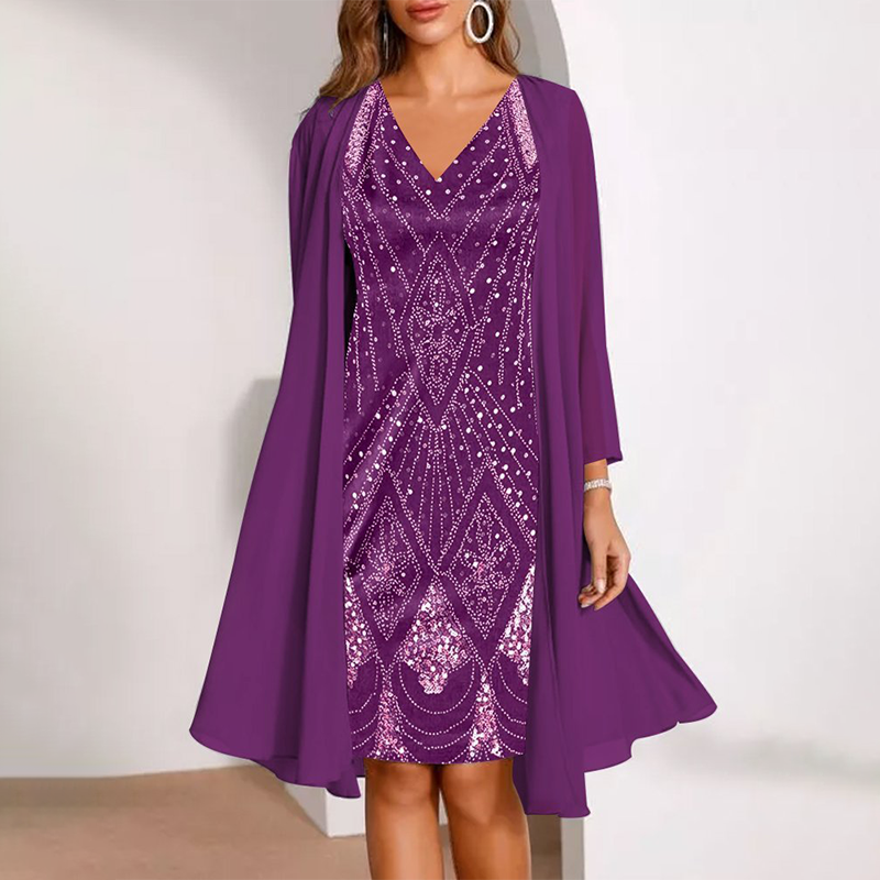 Idori | Glamouröses Kleid mit passendem langen Mantel