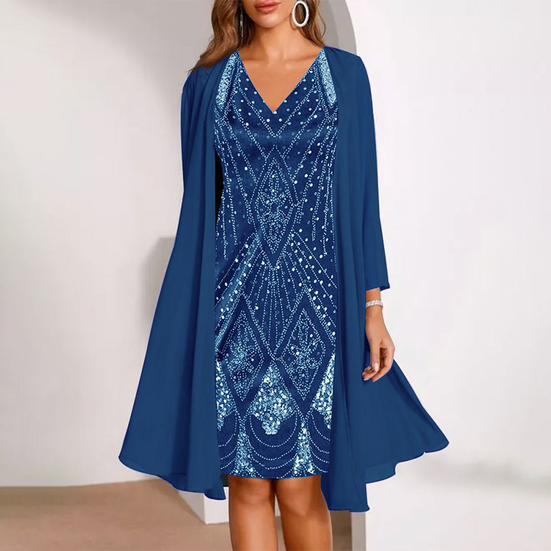 Idori | Glamouröses Kleid mit passendem langen Mantel