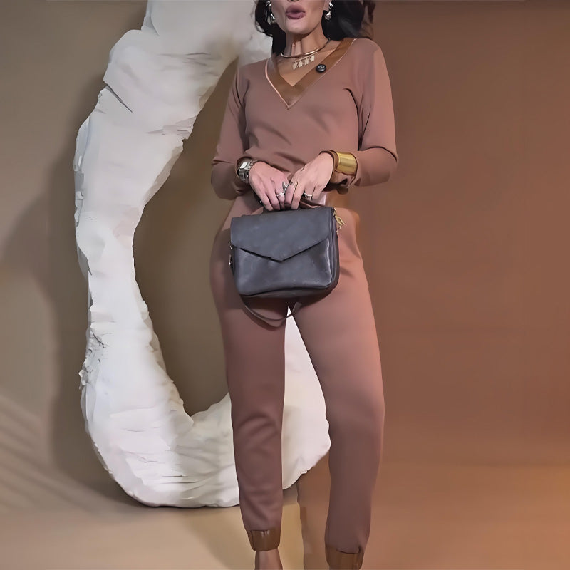 Teyla | Elegantes zweiteiliges Set mit Lederdesign