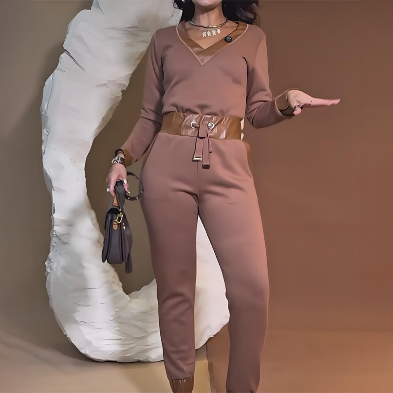 Teyla | Elegantes zweiteiliges Set mit Lederdesign