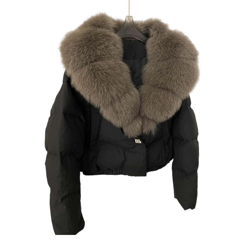 Celvira | Kurze Jacke mit Kunstfellkragen