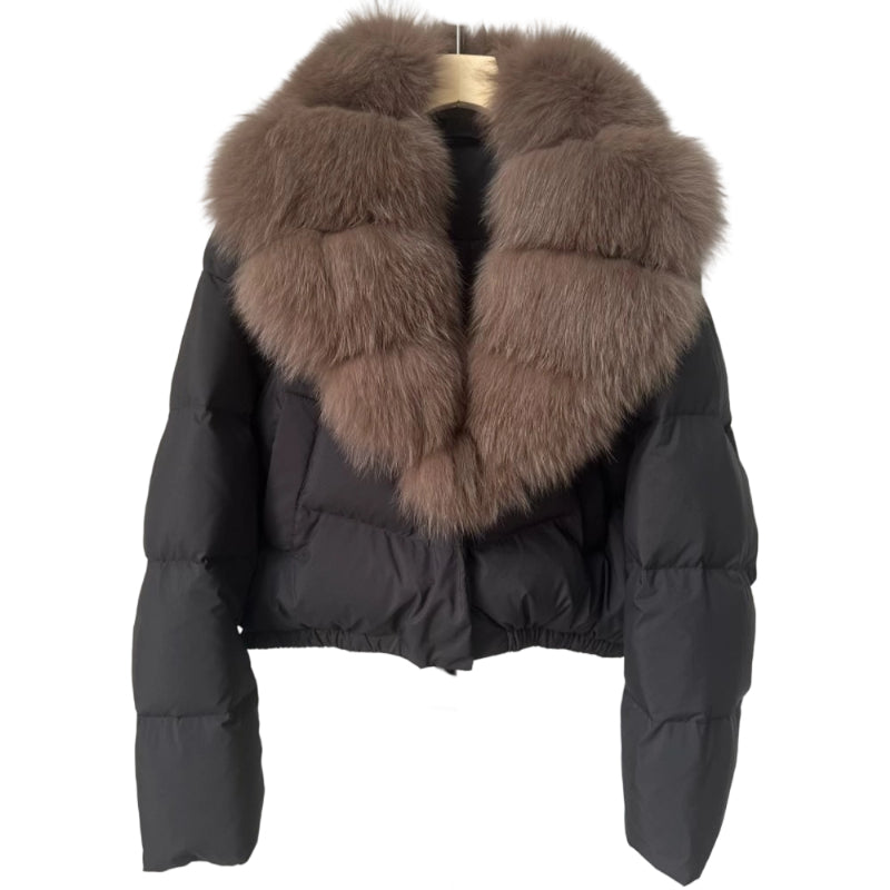 Celvira | Kurze Jacke mit Kunstfellkragen