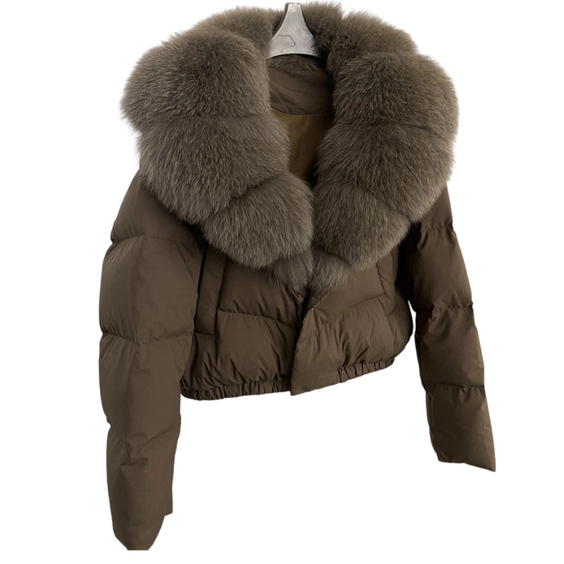 Celvira | Kurze Jacke mit Kunstfellkragen