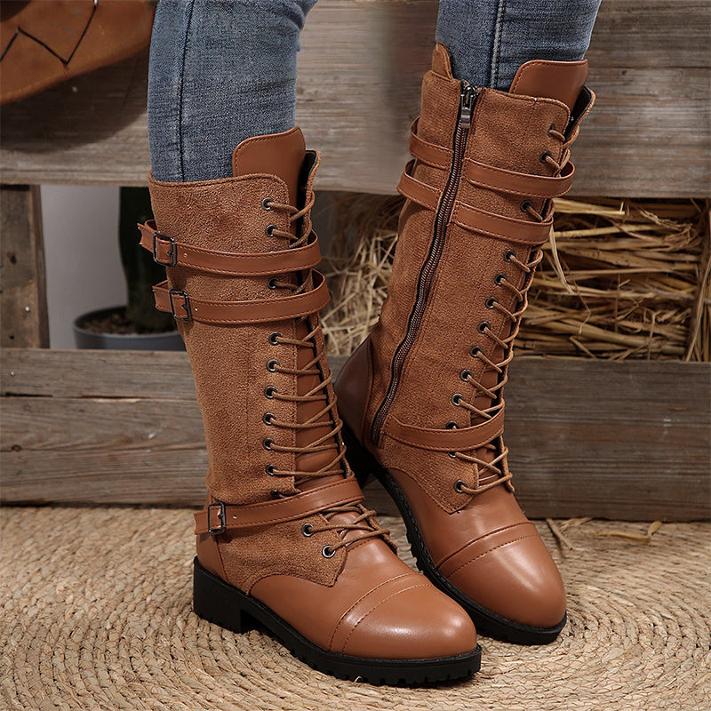 Faria | Kampfstiefel mit Schnürsenkeln und Schnallen