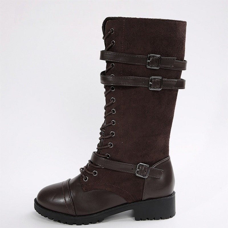 Faria | Kampfstiefel mit Schnürsenkeln und Schnallen