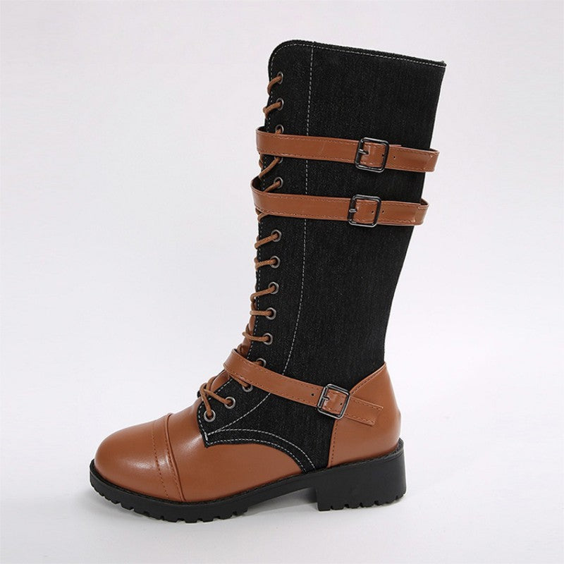 Faria | Kampfstiefel mit Schnürsenkeln und Schnallen