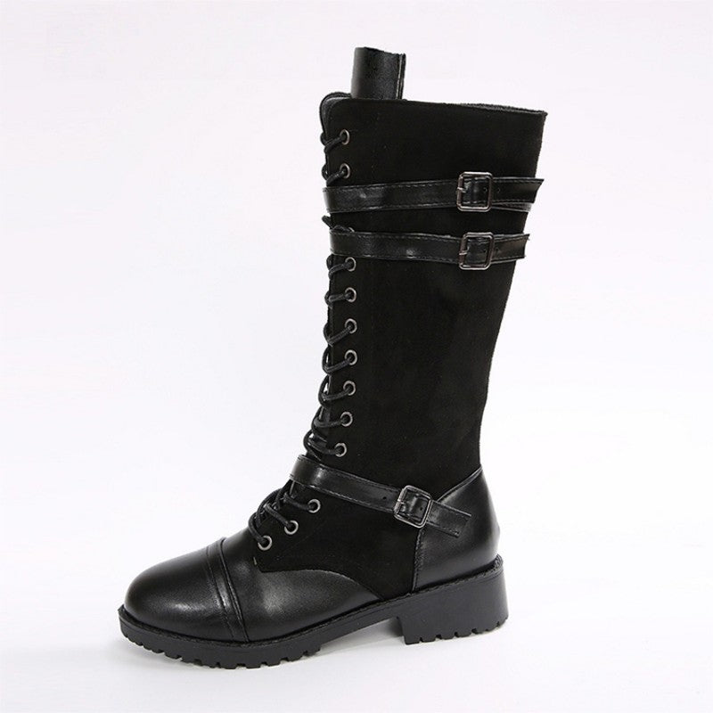 Faria | Kampfstiefel mit Schnürsenkeln und Schnallen