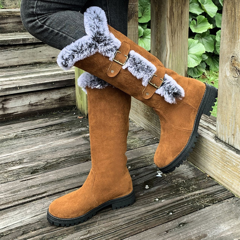 Elviry | Gefütterte Mid-Calf Schneestiefel mit Kunstfell