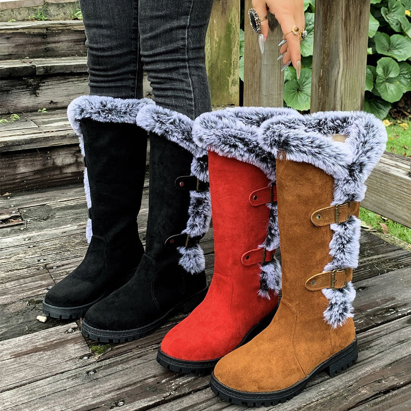 Elviry | Gefütterte Mid-Calf Schneestiefel mit Kunstfell