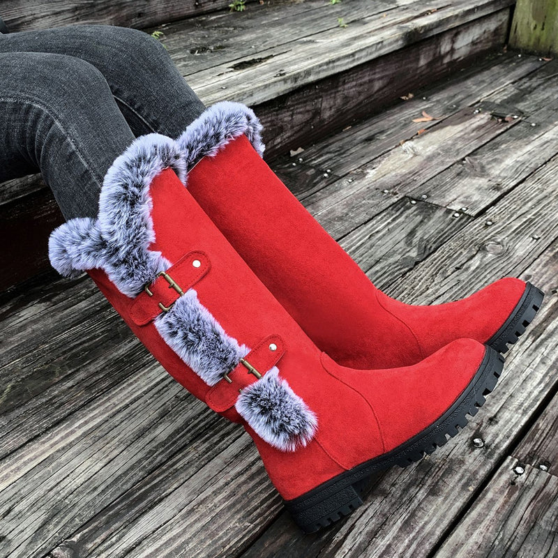 Elviry | Gefütterte Mid-Calf Schneestiefel mit Kunstfell