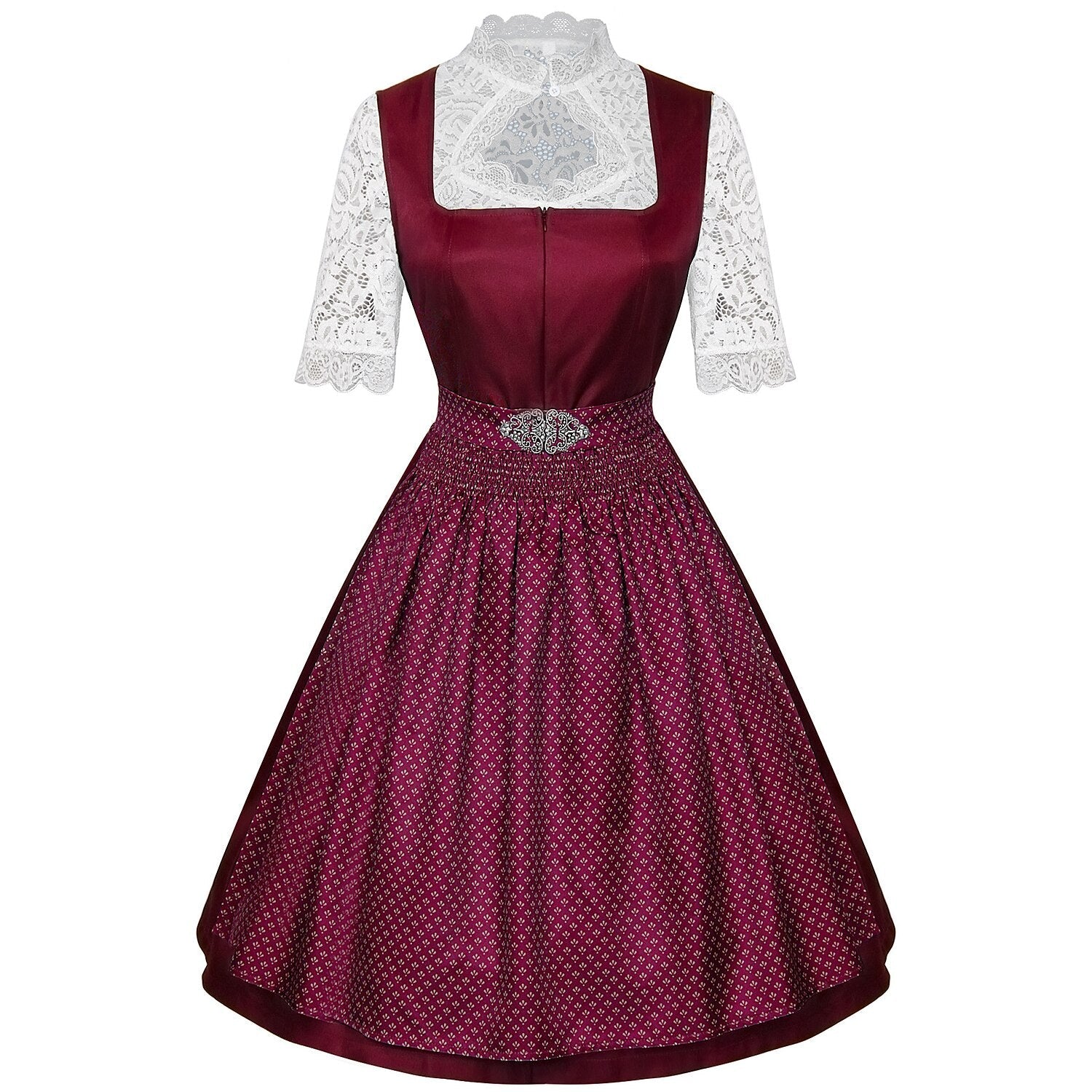 Elegantes Oktoberfest-Dirndl mit Schürze und spitzenbesetzter Bluse