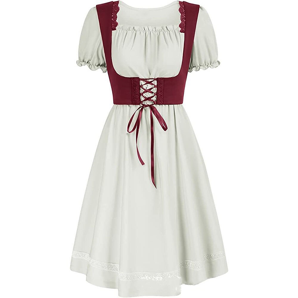 Renaissance-Style Oktoberfest Dress with Puff Sleeves