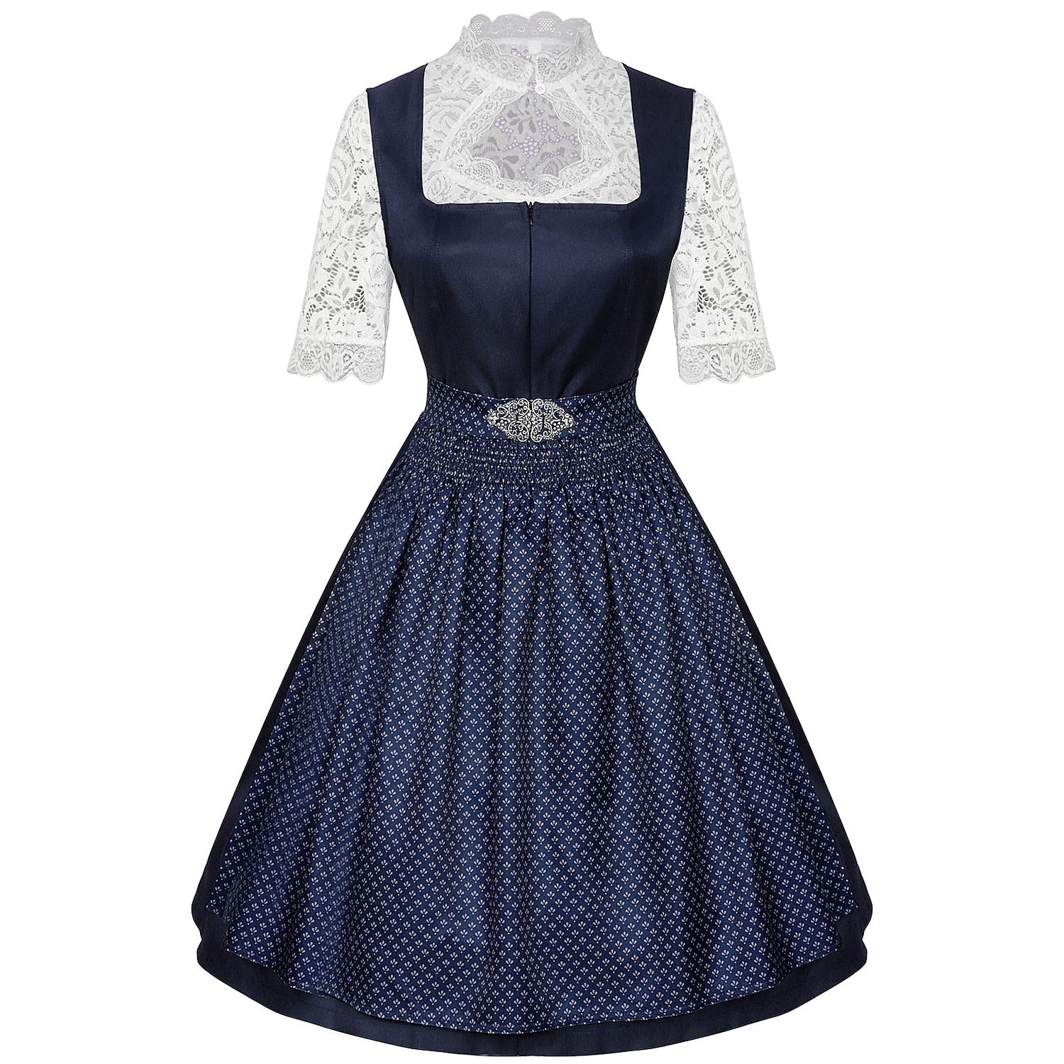 Elegantes Oktoberfest-Dirndl mit Schürze und spitzenbesetzter Bluse