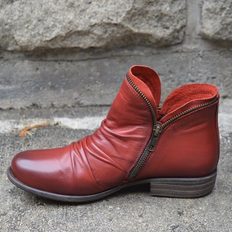 Tamina™ | Stylische Lederstiefel - 2075-D - Vin Rot / 35