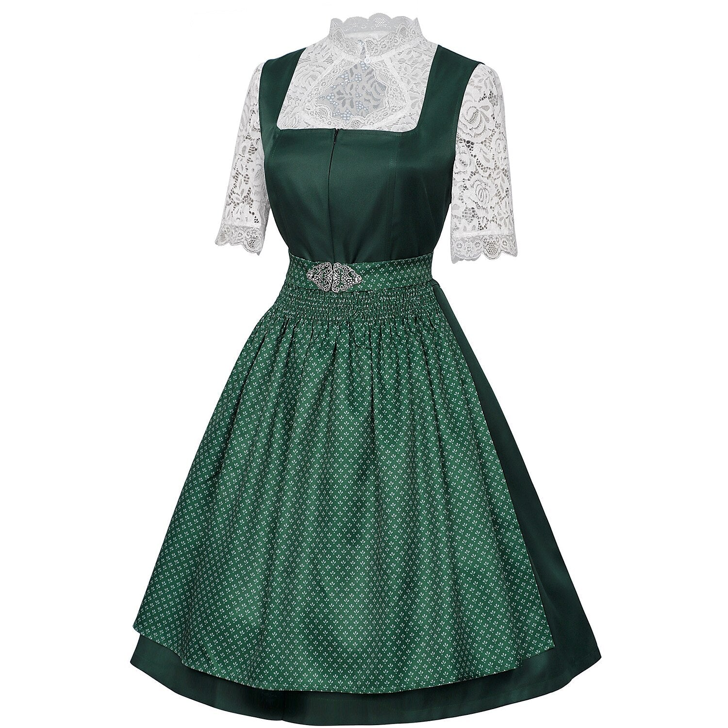 Elegantes Oktoberfest-Dirndl mit Schürze und spitzenbesetzter Bluse