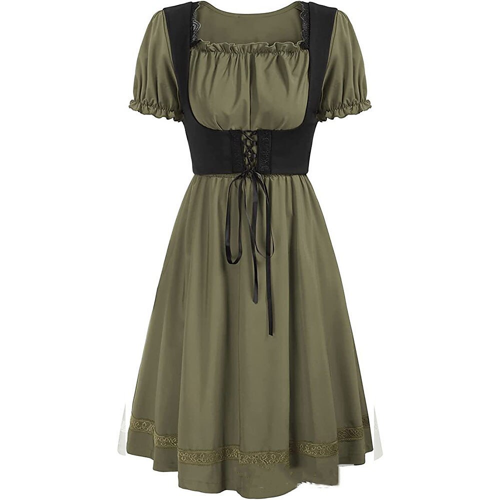 Renaissance-Style Oktoberfest Dress with Puff Sleeves