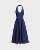 Vira | Blaues Neckholder-Maxikleid