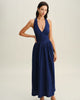 Vira | Blaues Neckholder-Maxikleid