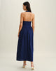 Vira | Blaues Neckholder-Maxikleid