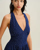 Vira | Blaues Neckholder-Maxikleid