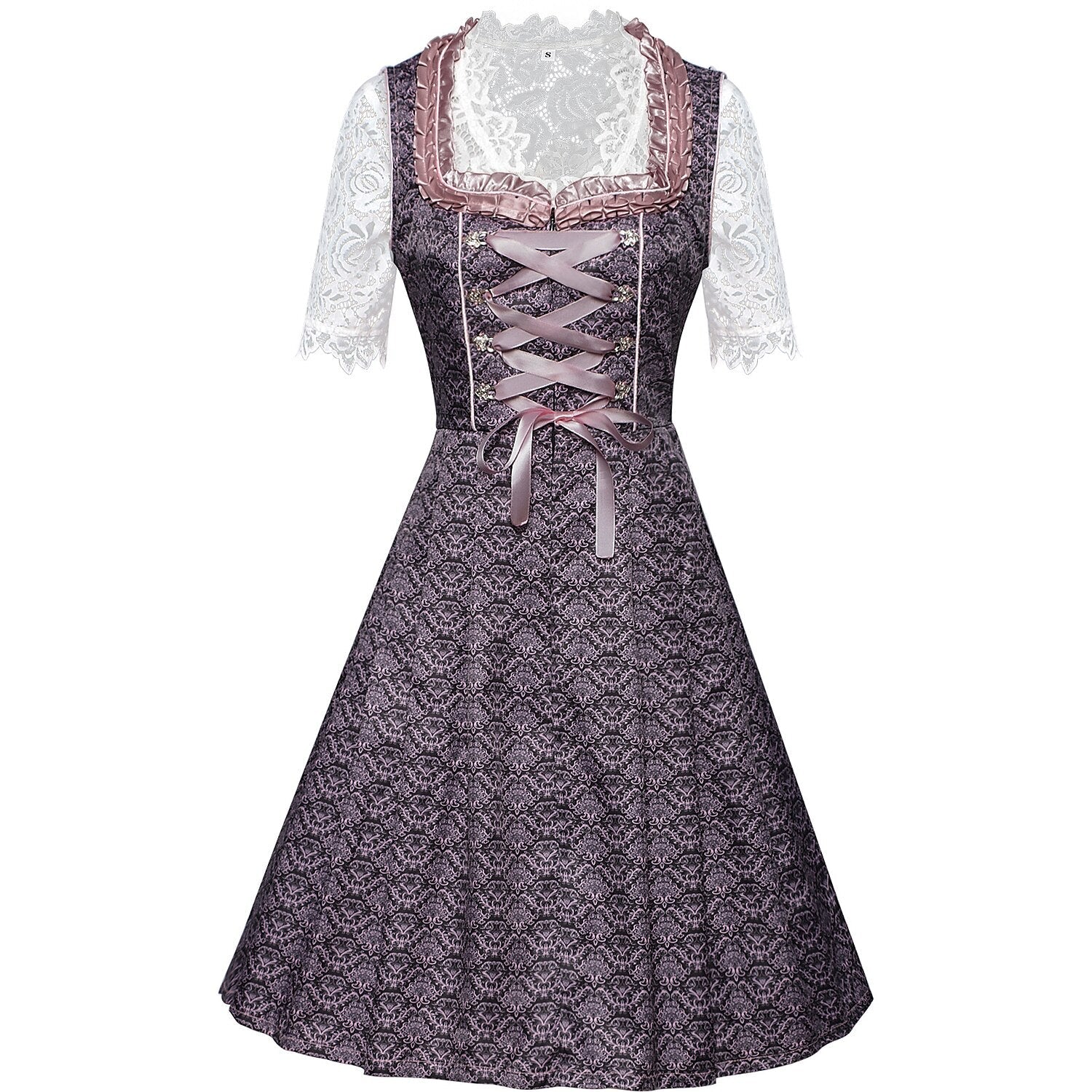 Lila besticktes Oktoberfest Dirndl-Set