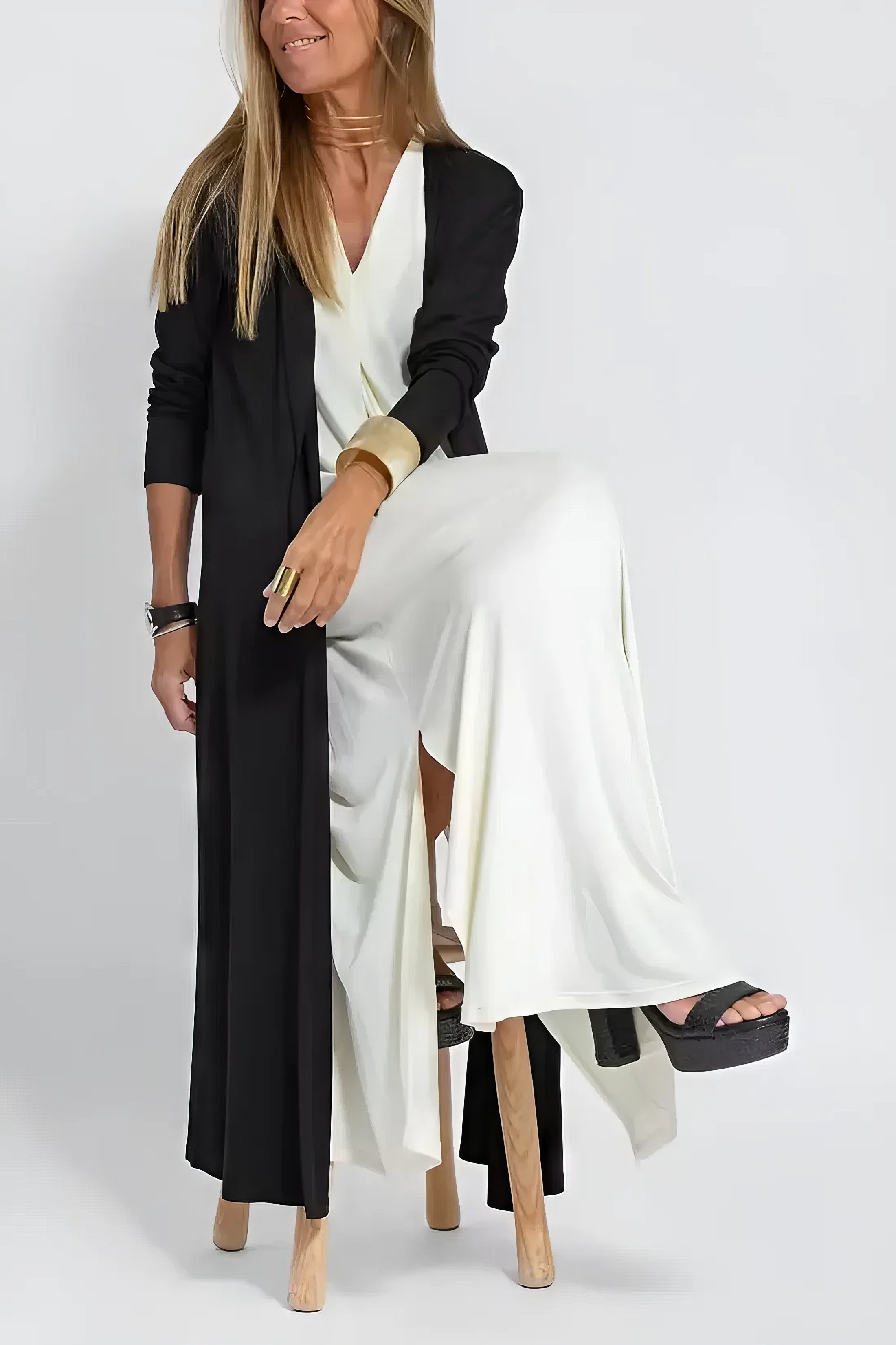 Charlotte | feminines langes Kleid mit eleganter Strickjacke