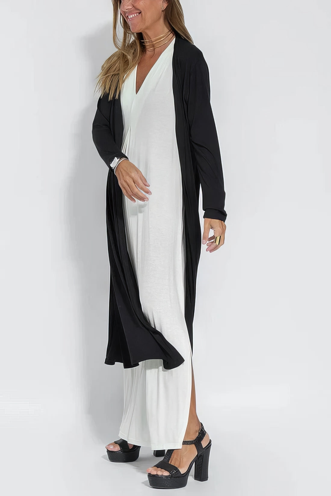 Charlotte | feminines langes Kleid mit eleganter Strickjacke