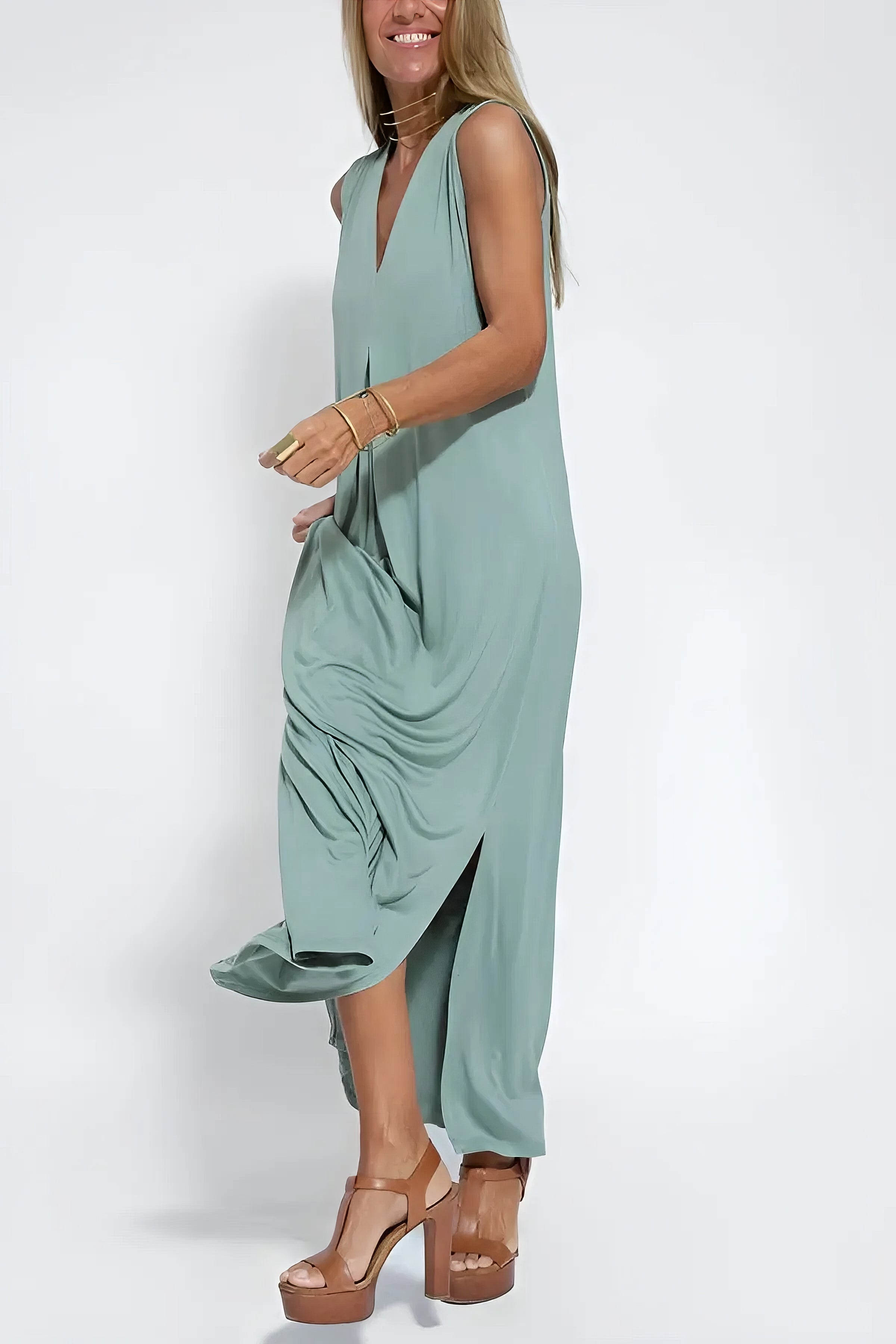 Charlotte | feminines langes Kleid mit eleganter Strickjacke