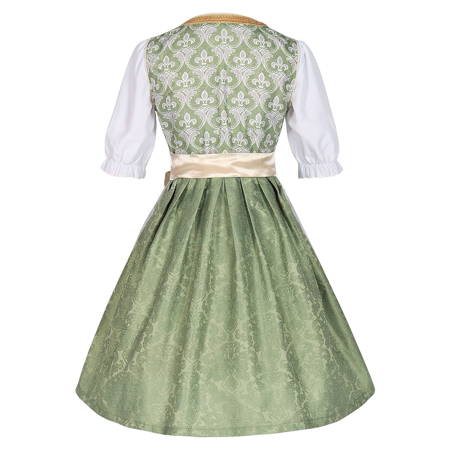 Elegantes Champagne Gold Dirndl mit Schürze und Bluse für das Oktoberfest